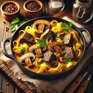 One Pot Beef Stroganoff